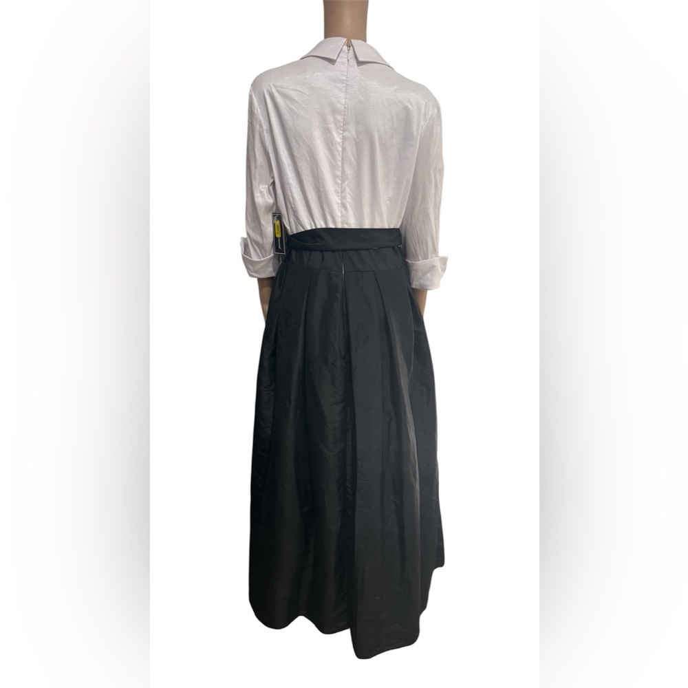 Jessica Howard Block V-Neck 3/4 Sleeve Tie Waist Taffeta Ball Gown. NWT - Picture 3 of 5
